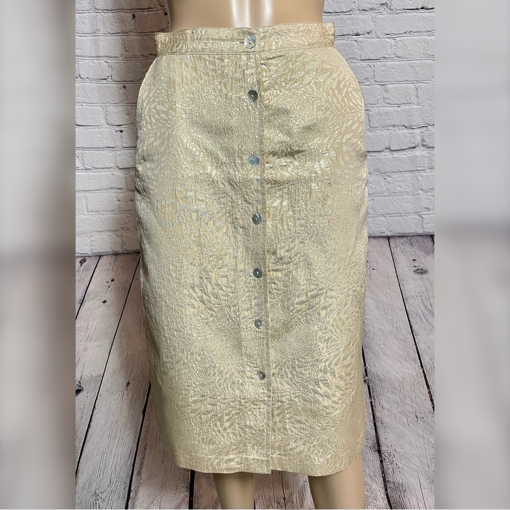 Tucker NYC Gold Front Button Skirt Size S